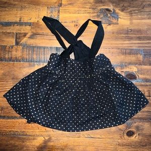 Handmade Cotton Black Gold Dotted Suspender Skirt